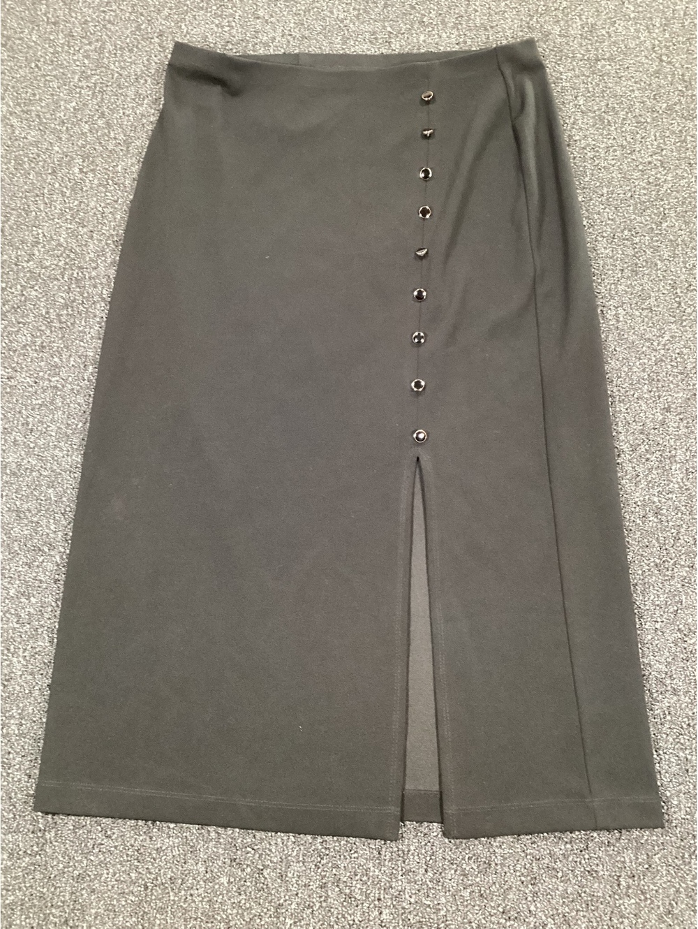NYCC Black Mid-Length Skirt with Front Button Detail and Slit